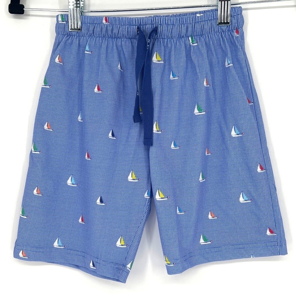 Arthur Kids Sailboat Pajama Shorts Size 6 Blue Gingham Organic Cotton‎ European
